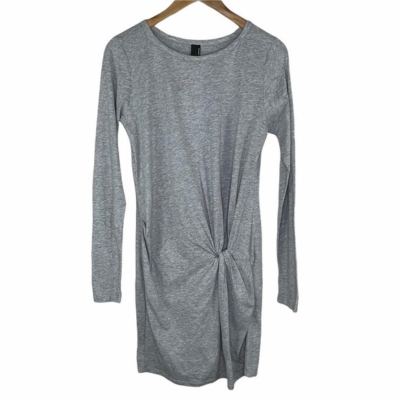 bobi Dresses & Skirts - Bobi Front Twist Long Sleeve Bodycon Dress Gray